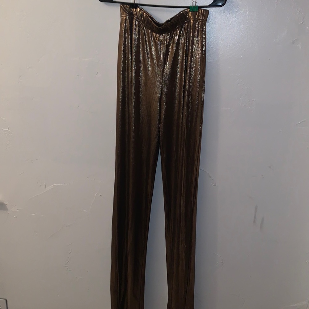 Long flowy rose gold pants. PRETTY LITTLE THING